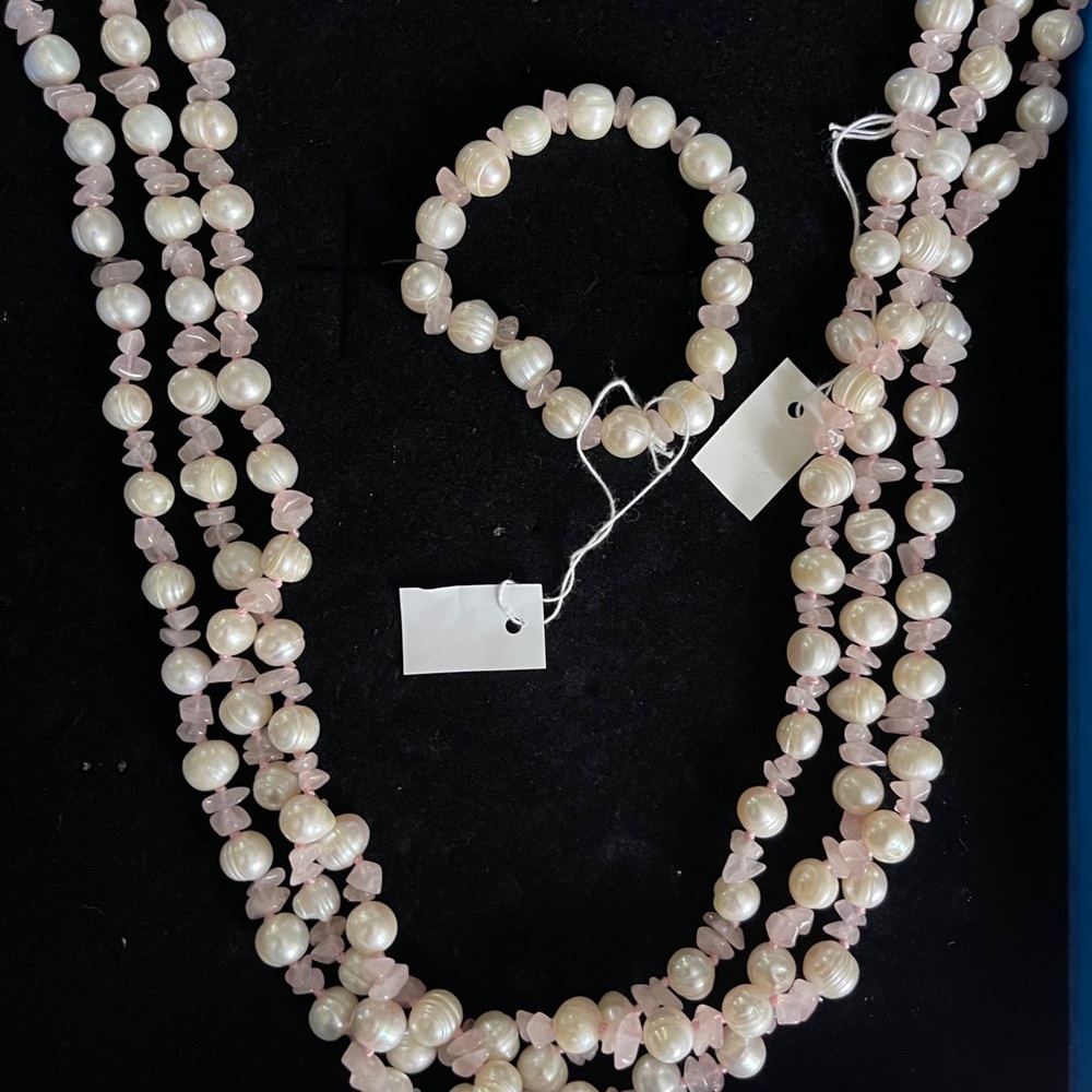 Heidi Daus White and Pink Pearl Necklace